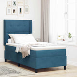 Letto a molle con testiera Blu 90 x 190 cm Velluto
