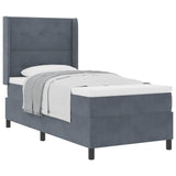 Letto a molle con testiera Grigio scuro 90 x 200 cm Velluto