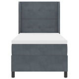 Letto a molle con testiera Grigio scuro 90 x 200 cm Velluto
