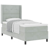 Letto a molle con testiera Grigio chiaro 100 x 200 cm Velluto