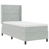 Letto a molle con testiera Grigio chiaro 100 x 200 cm Velluto