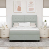 Letto a molle con testiera Grigio chiaro 140 x 190 cm Velluto