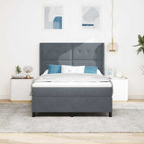 Letto a molle con testiera Grigio scuro 140 x 200 cm Velluto