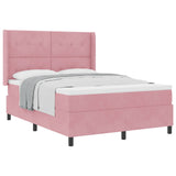 Letto a molle con materasso Rosa 140 x 200 cm Velluto