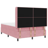 Letto a molle con materasso Rosa 140 x 200 cm Velluto