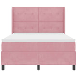 Letto a molle con materasso Rosa 140 x 200 cm Velluto