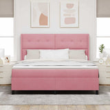 Letto a molle con materasso Rosa 180 x 200 cm Velluto