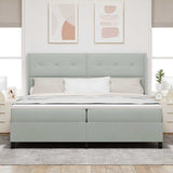 Letto a molle con testiera Grigio chiaro 200 x 200 cm Velluto