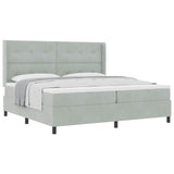 Letto a molle con testiera Grigio chiaro 200 x 200 cm Velluto