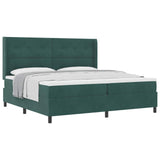 Letto a molle con testiera Verde Scuro 200 x 200 cm Velluto