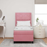 Letto a molle con materasso Rosa 80 x 200 cm Velluto