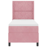 Letto a molle con materasso Rosa 80 x 200 cm Velluto