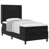 Letto a molle con materasso Nero 100 x 200 cm Velluto