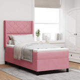 Letto a molle con materasso Rosa 100 x 200 cm Velluto