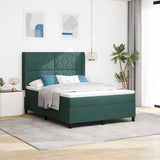 Letto a molle con testiera Verde Scuro 140 x 190 cm Velluto