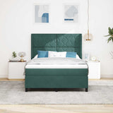 Letto a molle con testiera Verde Scuro 140 x 190 cm Velluto