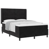 Letto a molle con materasso Nero 140 x 200 cm Velluto
