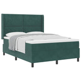 Letto a molle con testiera Verde Scuro 140 x 200 cm Velluto