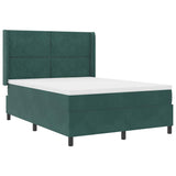 Letto a molle con testiera Verde Scuro 140 x 200 cm Velluto