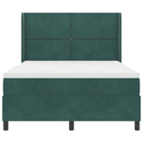 Letto a molle con testiera Verde Scuro 140 x 200 cm Velluto