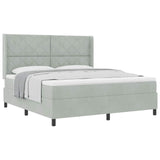 Letto a molle con testiera Grigio chiaro 180 x 200 cm Velluto