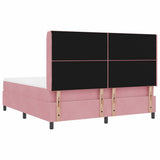 Letto a molle con materasso Rosa 180 x 200 cm Velluto