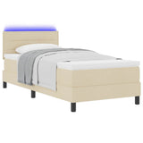 Letto a molle con materasso con led Crema 90 x 190 cm Tessuto