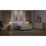Letto a molle con materasso con led Crema 140 x 190 cm Tessuto