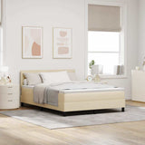Letto a molle con materasso con led Crema 140 x 190 cm Tessuto