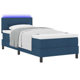 Letto a molle con strisce LED Blu 90 x 190 cm Tessuto