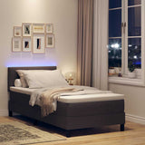Letto a molle con strisce LED Marrone Scuro 90 x 200 cm Tessuto