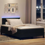 Letto a molle con strisce LED Nero 120 x 190 cm Tessuto