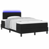 Letto a molle con strisce LED Nero 120 x 190 cm Tessuto
