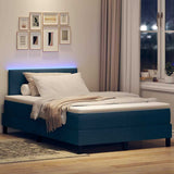Letto a molle con strisce LED Blu 120 x 190 cm Tessuto