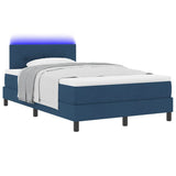 Letto a molle con strisce LED Blu 120 x 190 cm Tessuto