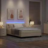Letto a molle con strisce LED Crema 140 x 200 cm Tessuto