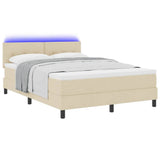 Letto a molle con strisce LED Crema 140 x 200 cm Tessuto