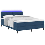 Letto a molle con strisce LED Blu 140 x 200 cm Tessuto
