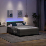 Letto a molle con strisce LED Grigio scuro 160 x 200 cm Tessuto