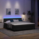 Letto a molle con strisce LED Nero 180 x 200 cm Tessuto