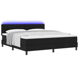 Letto a molle con strisce LED Nero 180 x 200 cm Tessuto