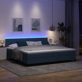 Letto a molle con materasso con led Blu 200 x 200 cm Tessuto
