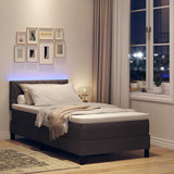 Letto a molle con strisce LED Marrone Scuro 90 x 190 cm Tessuto