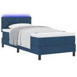 Letto a molle con strisce LED Blu 90 x 190 cm Tessuto