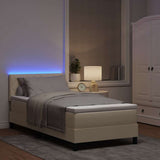 Letto a molle con cuscino Crema 100 x 200 cm Tessuto