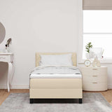 Letto a molle con cuscino Crema 100 x 200 cm Tessuto