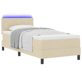 Letto a molle con cuscino Crema 100 x 200 cm Tessuto