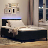 Letto a molle con strisce LED Nero 120 x 190 cm Tessuto