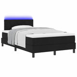 Letto a molle con strisce LED Nero 120 x 190 cm Tessuto