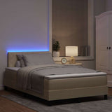 Letto a molle con materasso con led Crema 120 x 190 cm Tessuto